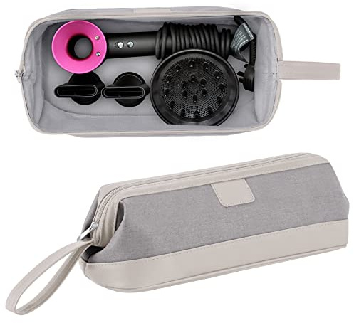 Kyrio Dyson Supersonic, custodia universale con cerniera, compatibile con asciugacapelli per Dyson Airwrap Styler, custodia organizer portatile da viaggio per cosmetici, grigio, 36*16*12.5cm, Moderno