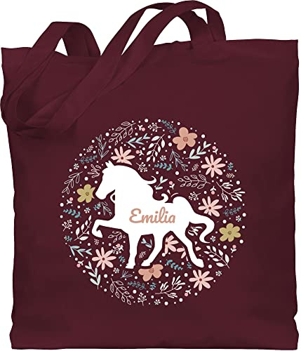 Baumwolltasche - Pferde - Pferd - Pferdemädchen - Unisize - Bordeauxrot - geschenke mädchen tasche horse taschen pferden name beutel pferdetaschen pferdetasche pferdemotiv tieren stoffbeutel