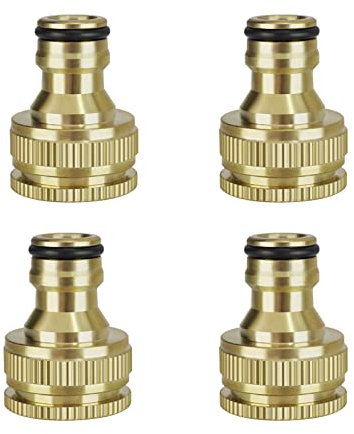 iBamso 4 Pack connecteur de Tuyau de Jardin, connecteur de Robinet de Tuyau de Jardin en Laiton, 1/2 Pouce et 3/4 Pouce 2 en 1 connecteur Rapide de Robinet fileté Femelle, Adaptateur de Robinet