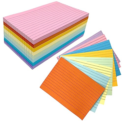 A6 Flash Cards Paper 400Pcs Revision Cards Paper Assorted Colours 14.8 * 10.5cm Index Crads Record Cards Ruled Flashcards for Office Working School Learning