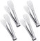 FANTESI 4 Pcs Kitchen Cooking Tongs Stainless Steel Food Serving Tongs 7'' Buffet Frying Tong for Pasta Salad BBQ Cake Home Party