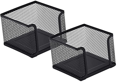 Ciieeo 2 Pièces Bloc-Notes De Bureau Cube Porte-Trombones Pour Bureau De Conteneur En Métal Distributeur De Porte-Bloc-Notes De e-s -s De