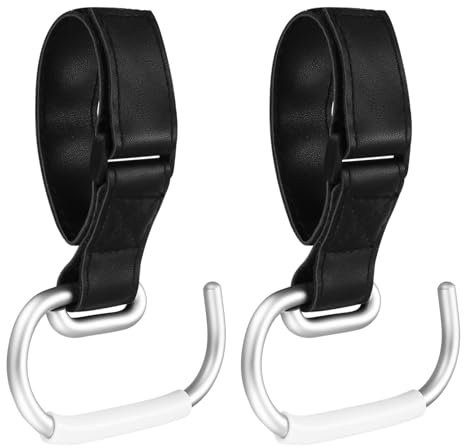 Kinderwagen Haken für Wickeltaschen, Kinderwagenhaken, Kinderwagen Taschen Halterung, Kinderwagen Taschenhalter Clips mit Klettverschluss Haken für Taschen Rucksack Kinderwagen Anhänger