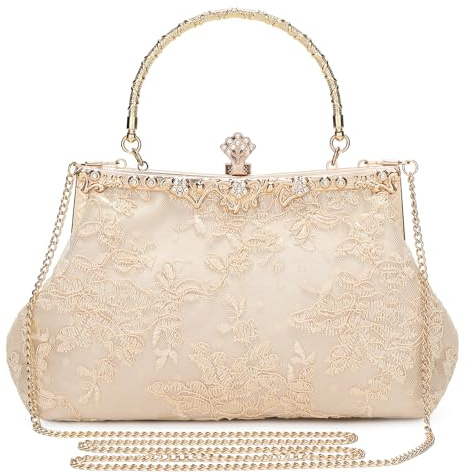 BAIGIO 1920S kvällsväskor dam vintage clutch väska med pärlor elegant handväska axelväska för fest bröllop bankett clutch damer