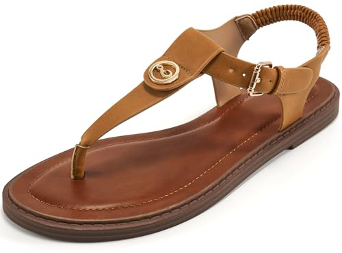 Alicegana Womens Sandals Dressy Summer： Comfortable T-Strap Flat Thong Sandals Casual Flip Flops Shoes with Adjustable Ankle Buckle for Walking 2026