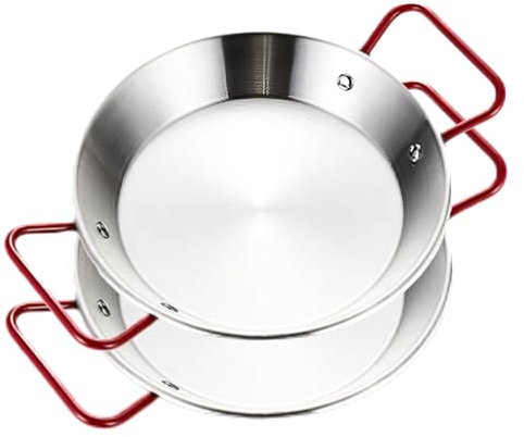 Padella per paella in acciaio inox con manici rossi (22 cm for 1 person set of 2)