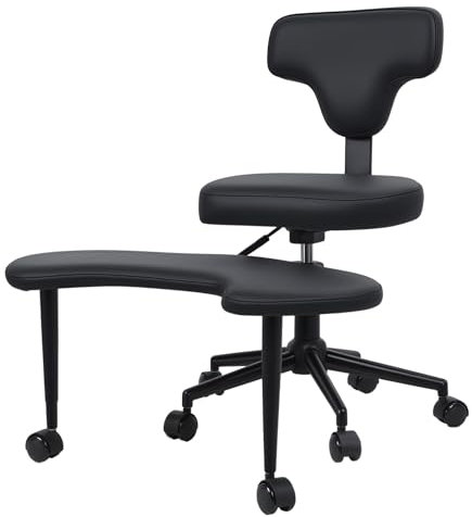 Fukursul ADHDs Stuhl für Erwachsene mit gekreuztem Design und Radmobilität, Einstellbare Höhe und Lendenwirbelsäule des Schreibtischstuhls,Cross Legged Stuhl,Ergonomisch Criss Cross kniestuhl