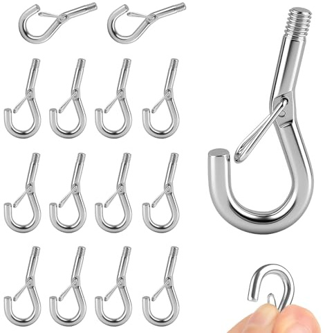 15 ganchos de rosca M4 de acero inoxidable, tornillos de gancho, ganchos con rosca, gancho para colgar, adecuado para montaje con tuerca, gancho de tornillo de acero inoxidable, gancho roscado para