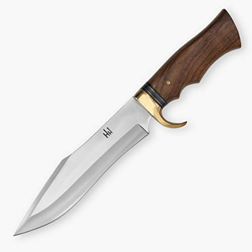 Hobby Hut HH-340 Jagdmesser mit Scheide, 34,29 cm 420C Stahl Buschraft Messer, festes Klingenmesser, scharfes Messer, Walnussholzgriff Für Jagd und Camping