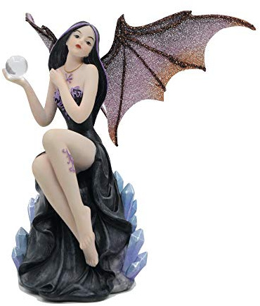 Comfy Hour Fairyland Collection, statuetta da 15,2 cm con sfera magica su pietra di cristallo, decorazione per la casa e oggetti da collezione, in resina