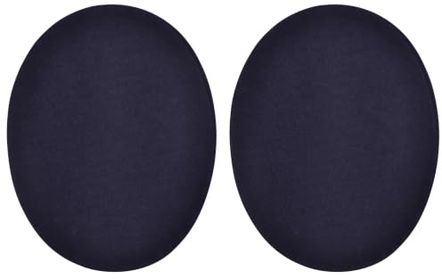 celloexpress Navy Faux Suede Elbow Patches Iron-On (2 Pairs) | 140mm x 110mm Oval Patch for Knees Repair Jacket Jumper DIY Clothing