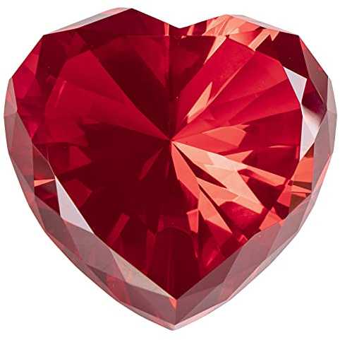 Ruby Crystal Diamonds Paper Weights with Gift Box, 80mm Red Heart Shape Real Crystal Diamond Glass Gems Paperweight , Big Diamonds Birthday Anniversary Women Her Valentine's Day Gifts