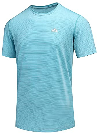 GITVIENAR T-shirt fonctionnel à manches courtes pour homme - Respirant - T-shirt de sport à manches courtes - T-shirt fonctionnel - T-shirt de course, bleu clair, M