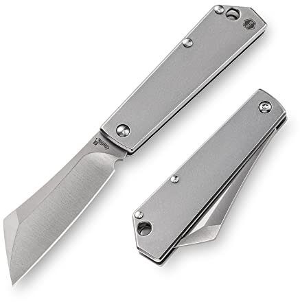 KeyUnity KK03S Cuchillo plegable pequeño Cuchillo de hoja fija, Cuchillo de bolsillo EDC de acero inoxidable para hombres y mujeres