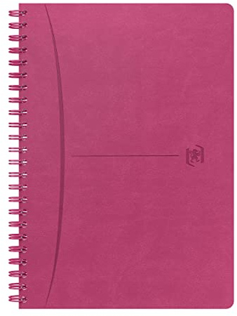 Oxford Signature A5 linjerad anteckningsbok 7 mm marginal 160 sidor integrerad bindning Fuchsia läderomslag