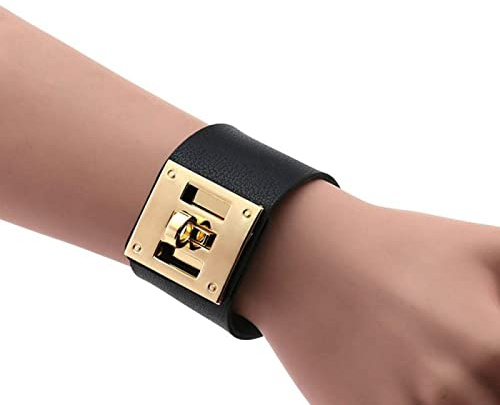 Bracciale Donna Braccialetto Regalo Regali Cosplay Uomo Bracciale con Borchie in Pelle Nera Bracciale Punk Goth Polsino Polsino Rivetto Gotico Braccialetti con Fibbia per Donna Gopunk-