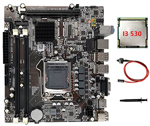 Deger H55 moderkortssatser LGA1156 stöder I3 530 I5 760 Series CPU DDR3 Memory + I3 530 CPU + kopplingskabel + termiskt fett