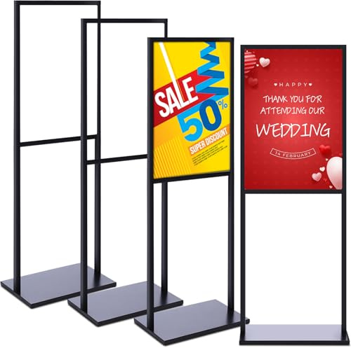 Blulu 4 Pack Sign Holder 24x32 Slide-in Poster Stand, Black