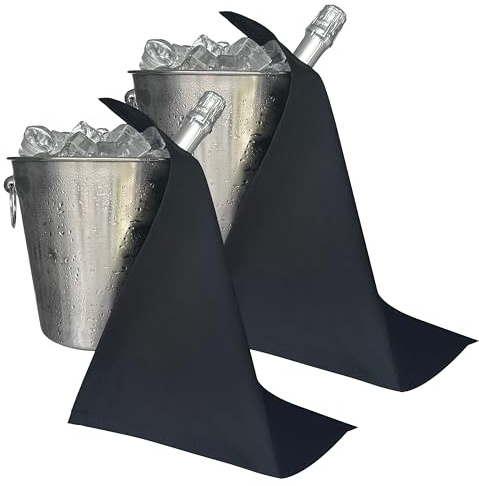 BottleCloths - Collezione Catering, Chiffons per Bottiglia per Secchielli del Ghiaccio, Polycotone, 42 cm, Foro Angolare, Cerchio Cucito (Nero, Confezione da 2)