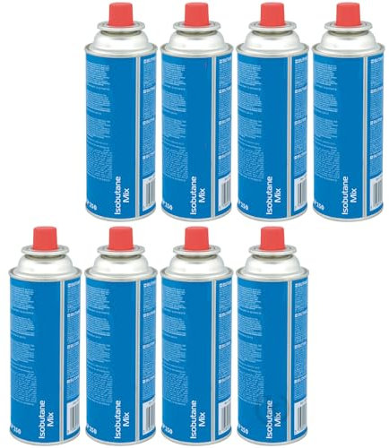 KROWN - Pack de 8 Cartuchos de Gas Butano Camping Gas 227g para Hornillos Quemadores, Cartucho de Gas para Camping CPZ-250, Bombonas Mezcla Isobutano (8 Cartuchos)