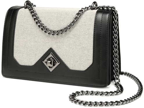 Travistar Kleine Handtasche Damen Umhängetasche Damen - Kette Crossbody Bag Damen Schwarz Schultertasche Kunstleder Crossbag Clutch Elegant Abendtasche mit Kreditkartenfächer Mehrere Fächer