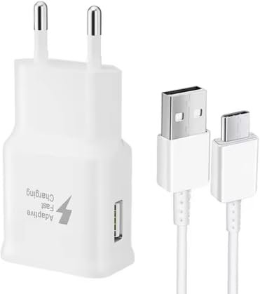 Chargeur Rapide USB 15W avec Câble Type-C 1m, Adaptateur Secteur 5V/2A, pour Smartphone Type C (Blanc)