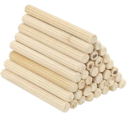 PATIKIL Clavijas De Madera De 1/4 X 2-3/8 (6 X 60mm), Paquete De 150 Clavijas De Madera Con Estrías Varillas Con Ranura Recta Para Proyectos De Artesanías Puertas Y Muebles