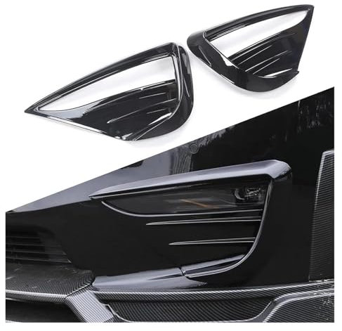 Coque Rétroviseur Becquet phare antibrouillard pour Tesla pour modèle Y couvercle protection dent Woof couteau à vent autocollant décoration ABS accessoires voiture Coques Rétroviseur Voiture(Noir bri