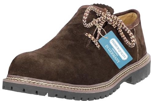 Steigenhöfer - Scarpe da uomo in vera pelle, vestibilità ottimale e design tradizionale, scarpe da uomo per Oktoberfest e celebrazioni, marrone scuro., 43 EU