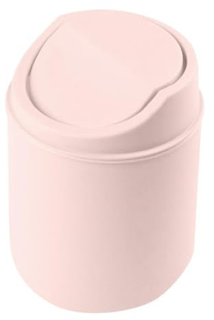 Poubelle de table, avec couvercle, rose clair, compacte, pour bureau et salon, mini poubelle comme porte-pinceaux de maquillage et organisateur de stylos (rose)