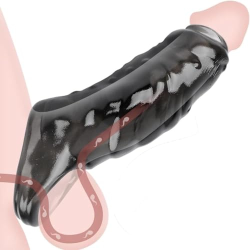 Silicone Penis Sleeve, Cock Sleeve Realistic Adult Male Sex Toys for Men Penis Extender,Ultra-Soft Silicone Penis Enlarger for Couples Sex Toys for Men (Black)