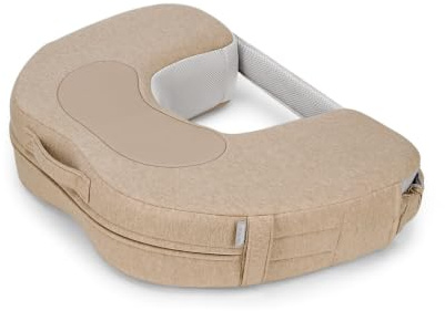 Inglesina Elysia Cuscino Allattamento Ergonomico con Cintura Lombare, Doppia Densità, Tessuto Bambù Traspirante 3D, Supporto Neonato e Mamma, 0-3+ Mesi, Warm Beige