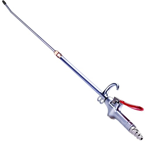 High Volume Powerful Industrial Air Blow Gun, 17-26 Inch Extensible Stainless Steel Air Flow Nozzle, Pneumatic Air Compressor Accessories Tool, Extended Dust Air Blower Gun with 360 Degree Swivel Hook