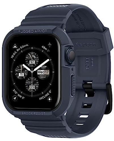 Spigen Rugged Armor Pro Hülle mit Armband Kompatibel mit Apple Watch Serie 9/8/7(45mm) 6/5/SE(44mm) - Charcoal Gray