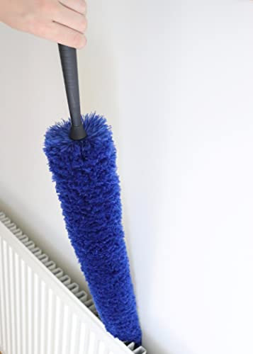 homevalet Radiator Cleaner Brush Super Fluffy Radiator Cleaning Brush Strong And Flexible Thin Extra Long Reach Radiator Duster 80cm Multi-Use Duster Radiator Cleaning Tool,Blue