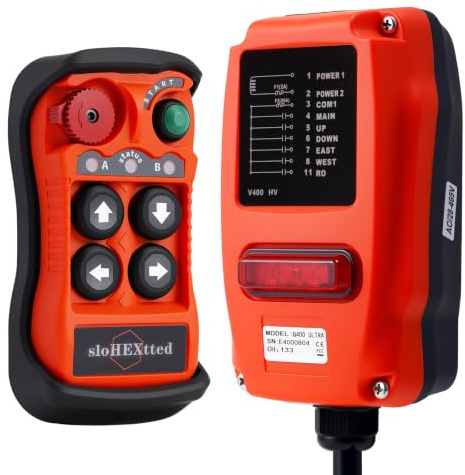 sloHEXtted Q400 Ultra Mando Inalámbrico Industrial Grúa 28-465V | Mando inalámbrico 4 botones toldo elevador camión polipasto cabrestante grúa puente control remoto elevación