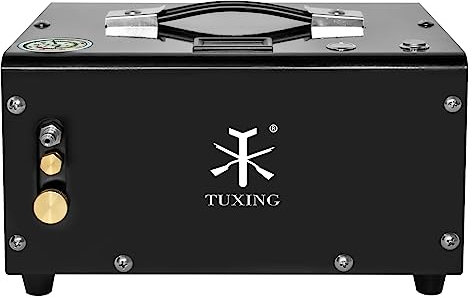 TUXING 300Bar 30Mpa, compresor portátil de 12 V para PC, sin aceite, alimentación de 12 V CC o 220 V CA para el hogar con adaptador, rifle de aire inflador para PC(TXET061-1)