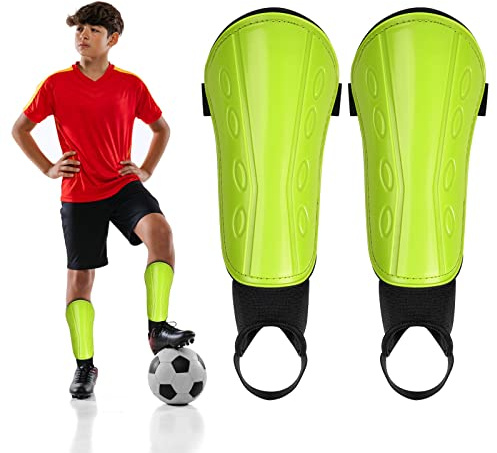 Parastinchi per Bambini con Caviglie da Calcio, Leggero e Traspirante Parastinchi da Calcio per Bambini per Ragazzi e Ragazze, per Ridurre Gli Urti e Le Lesioni al Polpaccio (S, Verde)