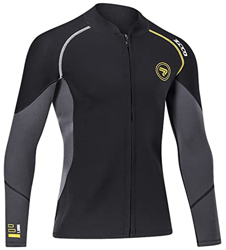 Muta Top Da Dimagrante Uomo In Neoprene Da 1,5 Mm, Con Cerniera Frontale A Maniche Lunghe, Per Immersioni, Surf, Snorkeling E Nuoto Per Giacca Muta (L)