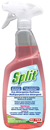 MAFRA, Split Eco Detergente, Pulitore Rapido Multiuso, Senza Risciacquo per la Pulizia di Vetri, Cristalli, Interni Auto e parti in Plastica, Adatto alla Pulizia di Ambienti, Senza Ammoniaca, 750ml