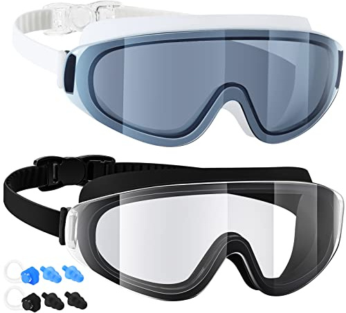 EasYoung Frameless Kids Swim Goggles, 2-Pack Swimming Goggles for Kids, Child, Boys or Girls From 6-12, Wide View Pool Goggle