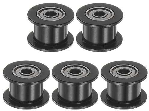 sourcing map 5pcs 2GT Idler Pulley 3mm Bore 13mm Dia. Aluminum Timing Belt Toothless for 6mm Width Belt 3D Printer CNC Machine Accessories, Black