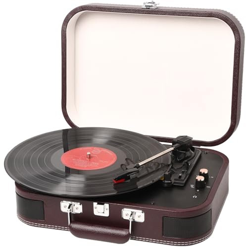Giradischi Vinile, Giradischi Vintage Vinile LP3 Velocità 33/45/78 RPM con Altoparlanti Stereo Integrati, Dotato di Entrate Bluetooth/AUX/RCA/USB/Jack cuffie, Lettore Vinili Support Trascrizione, Rosa