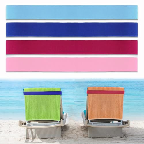 Ozdemir 4 Pack Sun Lounger Straps, Elastic Sunbed Towel Bands, Windproof for Beach, Pool & Cruise Chairs