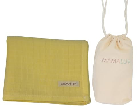 MAMALUV Muslin Swaddle, 100% Baumwolle Musselin Tuch Wickeltuch Baby, Weich und Atmungsaktiv Musselin Decke für Empfindliche Babyhaut, Waschbar bei 30°C, Unisex, Gelb, 80x90 cm