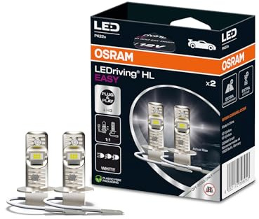 OSRAM LEDriving HL EASY ≜ H3, LED high and low beam lamp, Cool White 6500K, no accessory needed, offroad use only - no ECE, 2 lamps