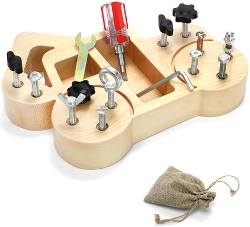 ZEAYEA Montessori Screwdriver Board Set, Fine Motor Skills Toys for Kids, Sensory Toys with Storage Bag and Tool for Preschool Learning