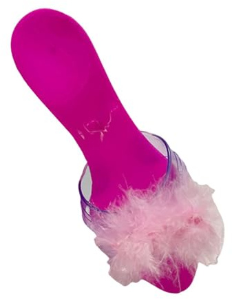 Luwecf Princesa Zapatos Sandalias Niña Accesorios Disfraz Talón Zapato Resistente Material PP Adecuado para Juego de Roles Cosplay Cumpleaños Regalo, Rosa con Pluma