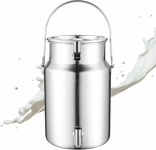 VYUJHNBG Heavy Duty Milk Transport Bucket with Faucet 304 Stainless Steel Handled Pail Bucket Milk Churn Pot for Milk and Wine Liquid Storag