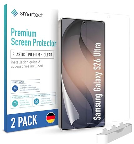 smartect TPU Skärmskydd 2 Stycken för Samsung Galaxy S26 Ultra | Screen Protector Anti-Repor, Skyddsfilm Ultra-transparent, Bubbelfri, Anti-Fingeravtryck, Skalvänlig